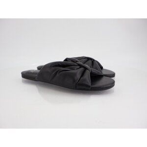 Marc Fisher Women’s Olita Black Leather Knotted Slide Sandals Size 7 Flat